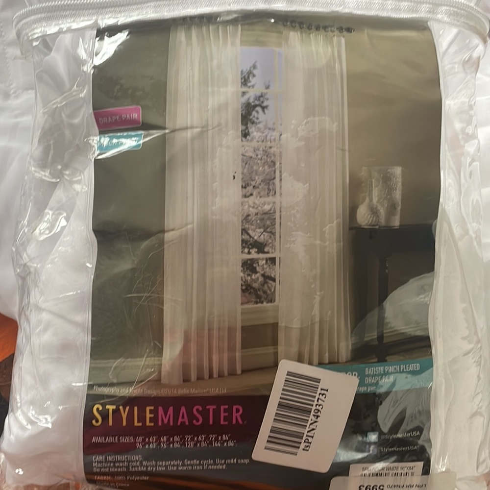 BRAND NEW- StyleMaster -  Batiste Pinch Pleated Weighted Drape Pair- 96x84